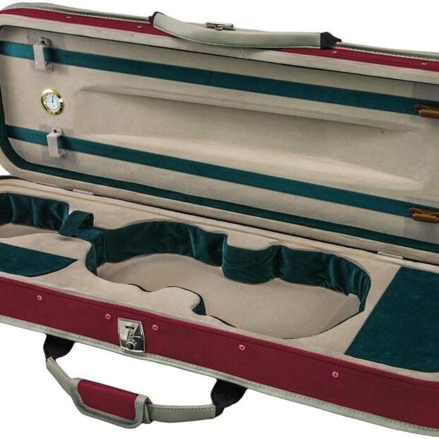 A red case with two compartments and a handle.
