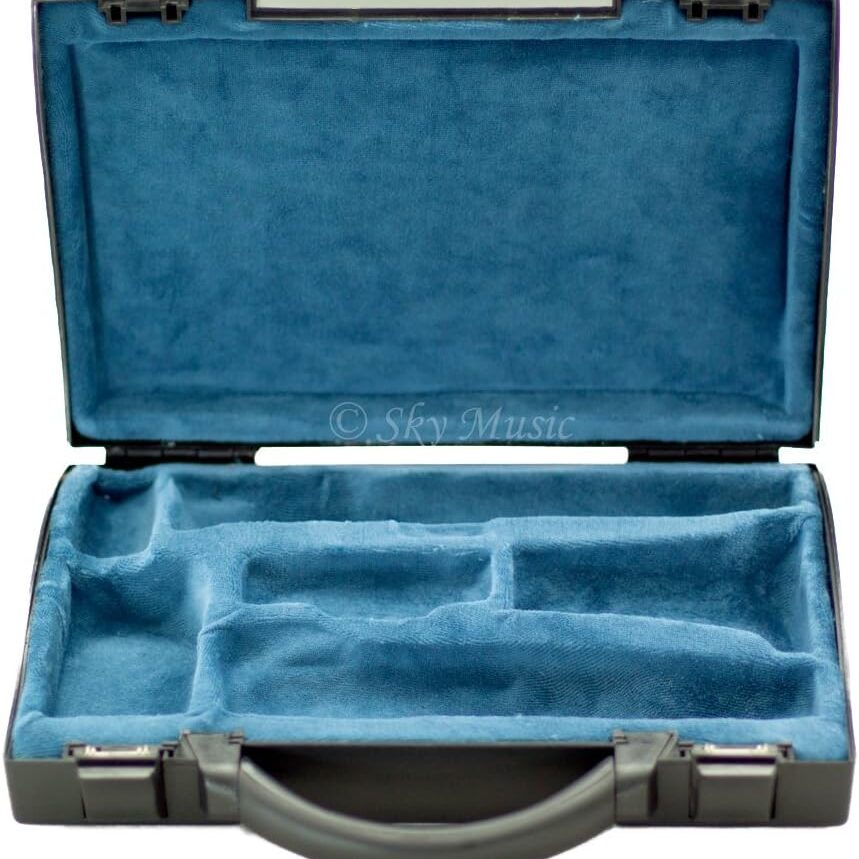 A case with blue lining and handle open.